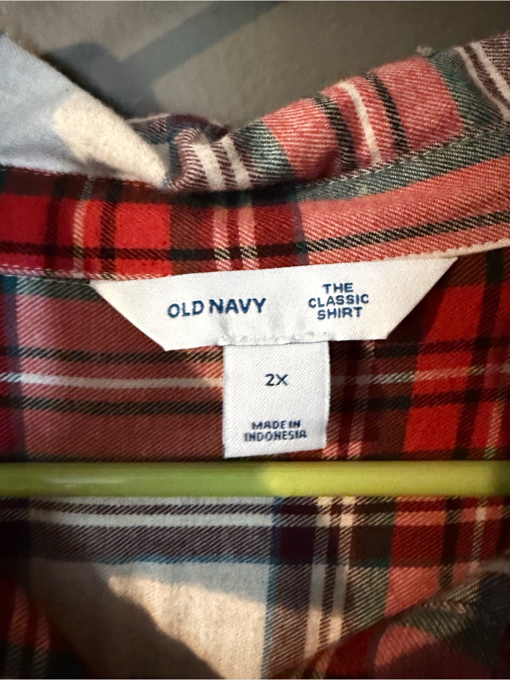 Old Navy Red and Cream Plaid Button-Down Shirt - Picture 3 of 3